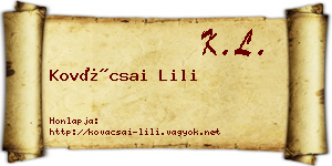 Kovácsai Lili névjegykártya