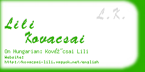 lili kovacsai business card